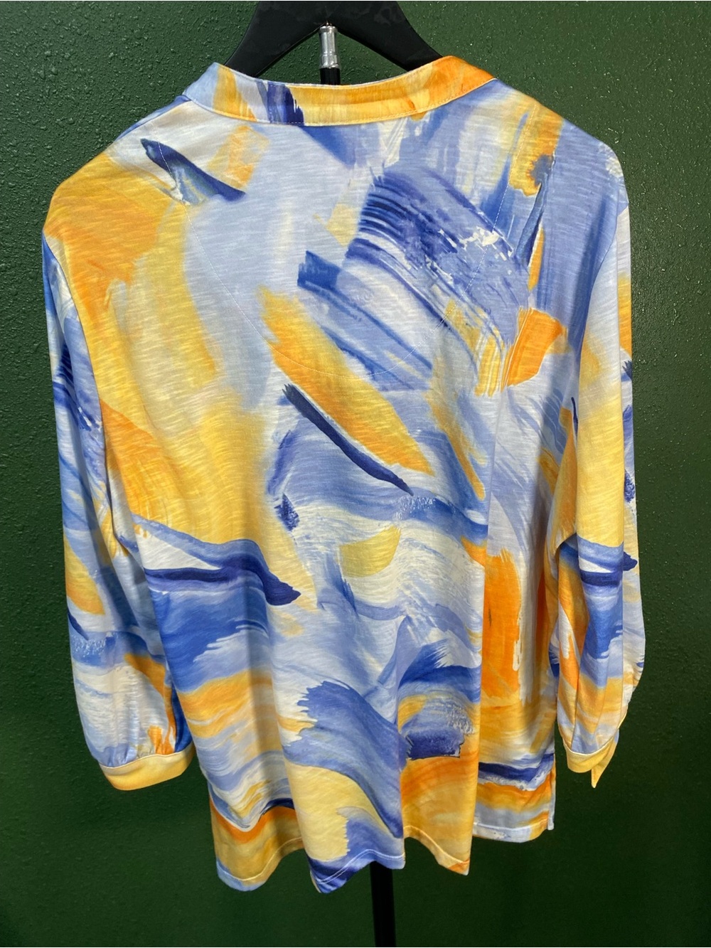 Allison Daley Blue, Yellow & White Abstract Button-Up Blouse - Picture 2 of 4